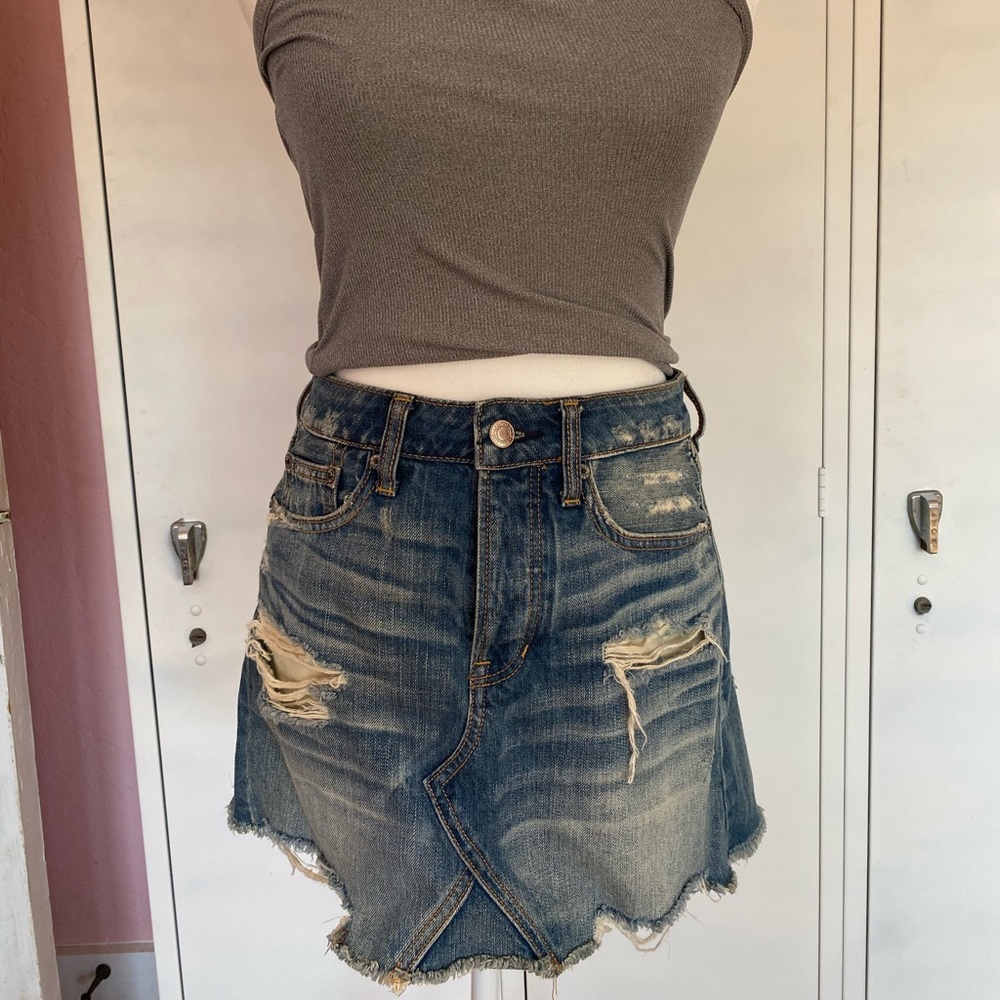 Distressed American Eagle Denim Skirt